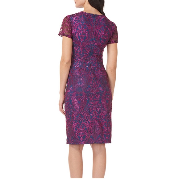 JS Collections Short-Sleeve Cocktail Dress in Fuschia/Navy - Picture 6 of 10